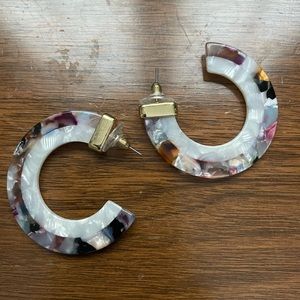 Sterling Forever Resin Marble hoop earrings